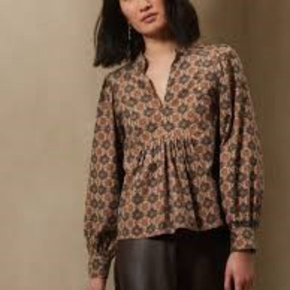 Banana Republic Floral Blouse - Brown and Black
